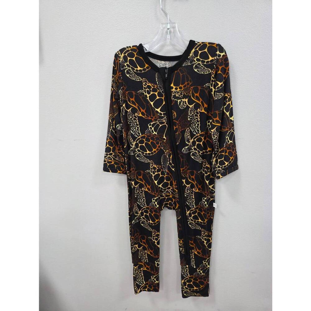 NEW CHARLIES PROJECT kid's golden turtle long sleeve romper in brown